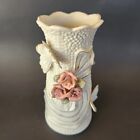 Porcelain Vase Floral Butterfly 3D Design Paved Texture Beautiful White Vase