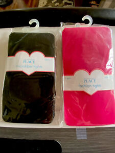 New Tights, Two Pair, Black & Pink, from the Children's Place, Size 6-7
