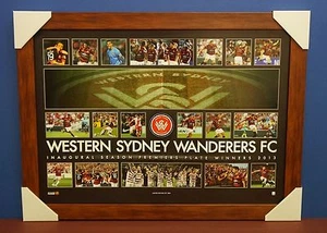 Western Sydney Wanderers 2012/13 PREMIERS PLATE L/E BROWN FRAME CHAMPIONS+ COA - Picture 1 of 1