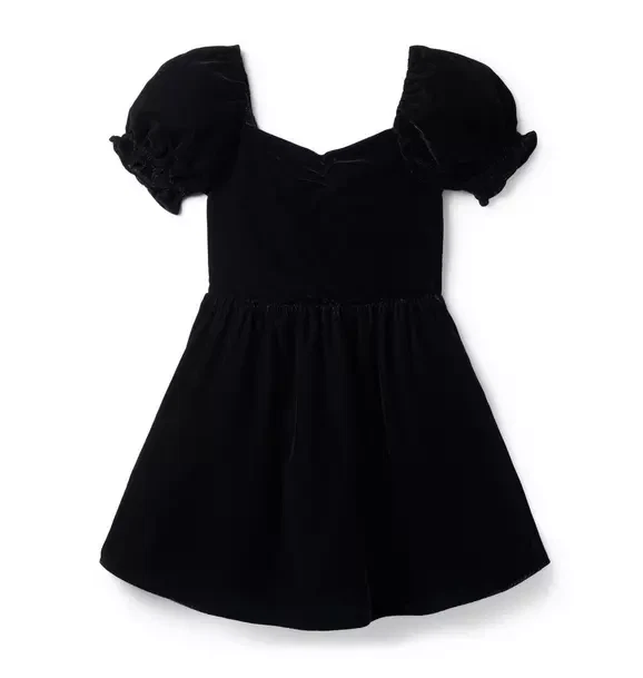 Vestido Janie and Jack Terciopelo Manga Abullonada Negro Talla 18 Foto 1 de 4