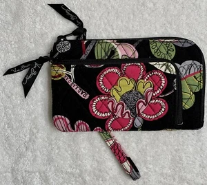 Vera Bradley Armband Geldbörse schwarz mit rosa Blume - Bild 1 von 4