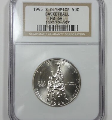 1995-S Olympics Basketball Silver Commem Half Dollar NGC MS 69 - Image 1 of 4