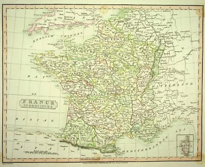 1808 France & Corsica antique map by C. Smith - 13.5" x 10.9" - Image 1 of 2