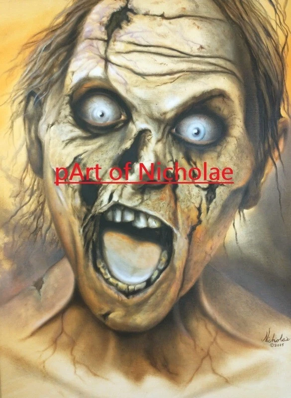 Nueva Obra de Arte Original Firmada por el Artista Nicholae, Zombie 18" x 24" Óleo sobre Lienzo  Foto 1 de 1