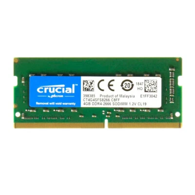 New Crucial 4GB DDR4 2666MHz PC4-21300 260-Pins SODIMM Memory Ram CT4G4SFS8266 - Image 1 of 2