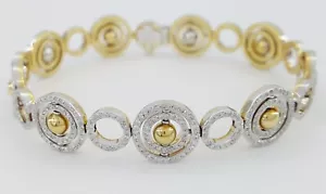 Circle Link Diamond Reversible Bracelet 2 ct 18k White & Yellow Gold Retail $7K - Picture 1 of 8