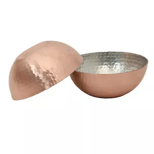 Juego de 2 porciones de tazón decorativo de cobre liso martillado a mano apto para alimentos - Imagen 1 de 4