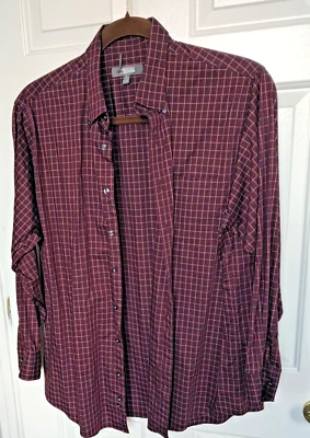 Camisa de vestir Kenneth Cole Reaction ajuste regular sin planchar para hombre 17-17,5 34/35 borgoña Foto 1 de 4