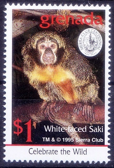 Granada 1995 MNH, Saki Cara Blanca, Mono del Nuevo Mundo, Animales Salvajes (B)   Foto 1 de 1
