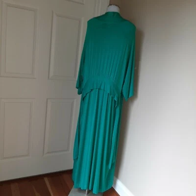 Bata de bambú Soft Surroundings Blissful XL azul verdoso kimono plumero bolsillo para cinturón Foto 1 de 4