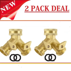 2 CONFEZIONI Sdoppiatore Tubo Giardino 3/4" 2 Vie Ottone Massiccio Y Sdoppiatore Connettore 2 Valvole - Foto 1 di 10