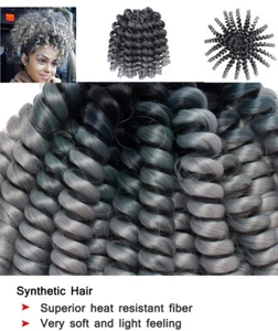 Sego Jamaican Bounce Crochet Braids Synthetic Hair 3 Bundle Black to Silver Grey - Picture 1 of 4
