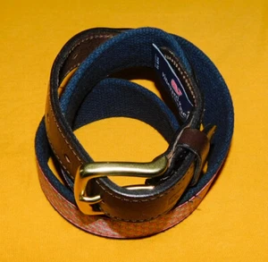 MEN'S VINEYARD VINES COTTON WITH LEATHER TABS WHALE MOTIF BELT SIZE 32/80cm.. - Picture 1 of 6