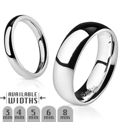 316L Stainless Steel High Polished Wedding Band Ring 3mm-8mm Wide Sizes 4.5-14 - Image 1 of 3