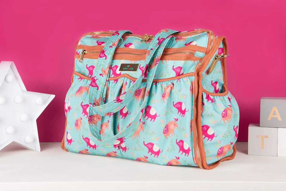 Bubble & Pop Ella's Elephants baby changing bag with mat