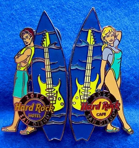 PROTOTIPO TABLA DE SURF SAN DIEGO SEXY CHICA Y CHICO JUEGO DE ROMPECABEZAS Hard Rock Café PINS LE - Imagen 1 de 1