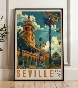 Seville Travel Poster - Spain Wall Art Print, Illustration Poster, Artwork - Picture 1 of 3