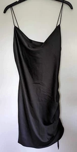 Black Satin Feel Top Shop Cocktail Dress Size 6 - Picture 1 of 16