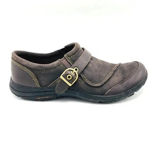 Zapatos para caminar cómodos sin cordones Merrell para mujer con hebilla de cuero marrón J69082 EE. UU. 7,5 - Imagen 1 de 11