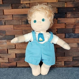 My Child Doll Mattel 1985 Vintage Boy Blonde Hair Blue Eyes Overalls 15" - Picture 1 of 6