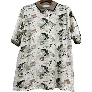 American Summer Herren Polo T-Shirt Gr. XL Baumwolle Barsch Angeln Print Outdoor Papa - Bild 1 von 5