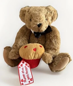 The Vermont Teddy Bear Furever Your Stud Muffin 15” Bear Muffin Bow Tie Jointed - Picture 1 of 12