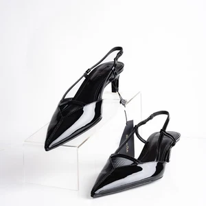 Massimo Dutti Damen Leder Slingback Heels Schwarz US 6,5 EU 37 Neu 1406/450 - Bild 1 von 8