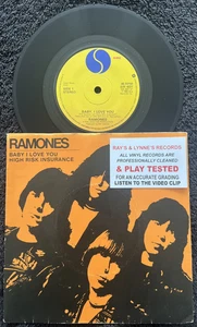 Ramones – Baby I Love You / High Risk Insurance 7'' Vinyl 1980 TESTED EX+ VIDEO - Foto 1 di 8
