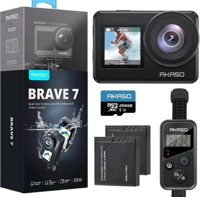 AKASO Brave 7 Action Camera 4K30FPS 20MP with 256GB U3 Microsdxc Memory Card - Image 1 of 4