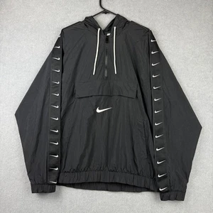 Nike Jacket Mens Medium Black Big Center Swoosh Sportswear Anorak Windbreaker - Picture 1 of 8