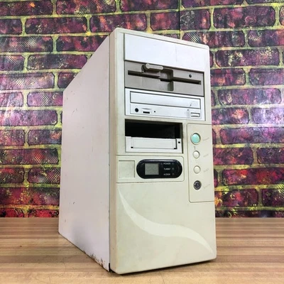 Classic Custom Beige AT PC Computer w/MHz Clock & Turbo Button for Restore - Image 1 of 4