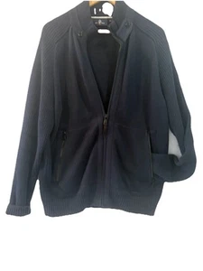 Duck And Cover Men’s Quality Made Warm Zip Front Navy Blue Knit Jacket Size XL - Picture 1 of 12