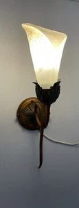 Vintage Italian IDL Wall Light Sconce With Murano Style Handmade Glass Shade - Picture 1 of 18