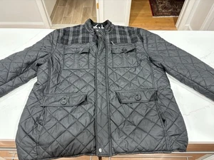 Cole Haan Jacket Signature Plaid Wool Mixed Media Multi Pocket Black Men’s XXL - Picture 1 of 7