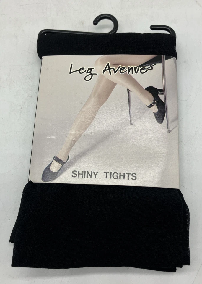 Leg Avenue Style 7116 OSFM Nylon Shiny Black Tights O/S Fits Most 95-160 Lbs - Image 1 of 2
