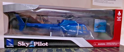 Sky Pilot Eurocopter AS350 Blue Police Helicopter #26093 1:43 New-Ray NEW - Image 1 of 3