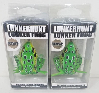 LUNKERHUNT Lunker Frog - LF03 - Señuelo ganador del premio Leopardo ICAST NUEVO Lote de 2 Foto 1 de 4