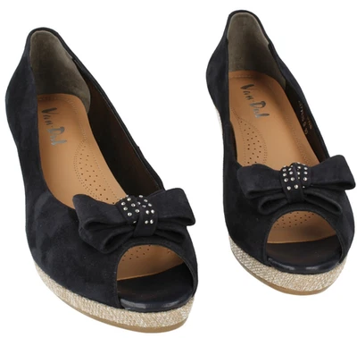 Zapatos De Cuña Peep Toe De Ante Marino Van Dal Para Damas :Unity UK 6.5 D - Imagen 1 de 4