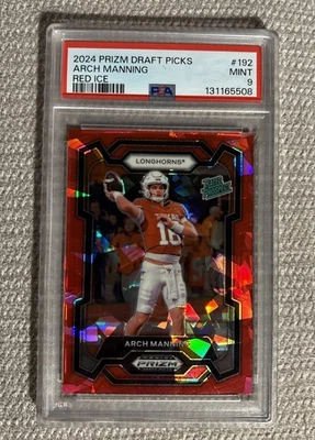 2024 PANINI PRIZM DRAFT PICKS RED ICE #192 ARCH MANNING PSA 9 RC - Image 1 of 2