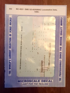 Vintage Microscale Decals No. MC-4221 EMD SD-80/90MAC Locomotive Data 1996+ HO - Picture 1 of 2