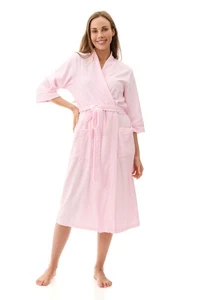 Womens Givoni Pink Short Terry Cotton Summer Dressing Gown Bath Robe 75 - Picture 1 of 4