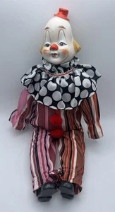 Vintage Pierrot Clown Doll W/Ceramic Head & Feet 20" Tall Multicolor Outfit - Bild 1 von 8