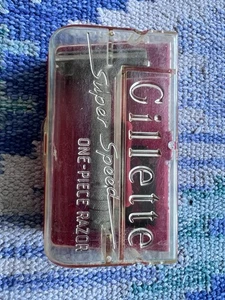 Vintage Gillette Super Speed einteiliger Rasierer mit rotem Etui - Bild 1 von 3