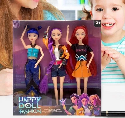 3PCS Kpop Demon Hunters Action Figures Christmas Gift Rumi Mira Zoey Doll Toys - image 1 of 4