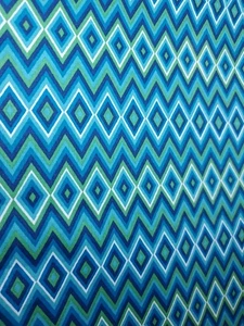 Fabric David Textiles Diane Kappa Blue & Green Diamond Chevron 1.8ydx44" Cotton - Picture 1 of 4