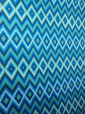 Fabric David Textiles Diane Kappa Blue & Green Diamond Chevron 1.8ydx44" Cotton - Image 1 of 4