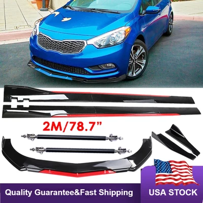 Front Bumper Lip Splitter Spoiler Glossy Black Red Body Kit For Kia Forte Forte5 Foto 1 de 4