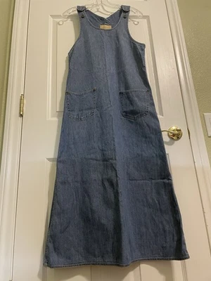 Maxi Vestido Mono Liz Claiborne Lizwear Petite Denim Azul Sin Mangas Línea A XSP Foto 1 de 4