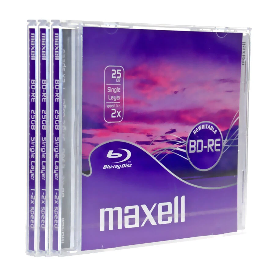 Maxell BD-RE Blu Ray 2x 25GB SL confezione da 3 dischi in jewel case 276079 - Immagine 1 di 1