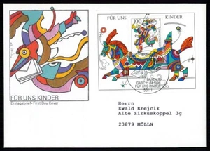 GERMANY FDC 1996 CHILDREN HORSE CLOWN BIRDS hy99 - Picture 1 of 2